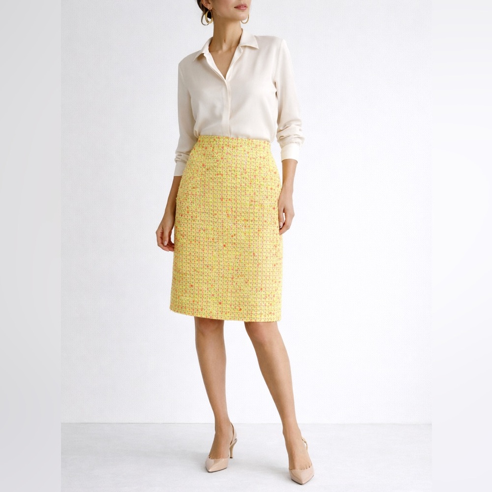 J.Crew No. 2 Pencil Skirt 6 Neon Tweed Pink Red Flecked Lined Spring Statement
